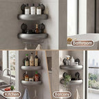 Shower Caddy Suction Cup（2-Pack Gray）, No-Drilling Corner Bathroom Organizer,Rust Proof Shower Shelf for Inside Shower with Removable Hooks & Towel Bar - Image 6