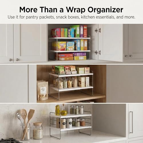 YAN & HIN 2 Pack Expandable Cabinet Organizer Shelf, 3-Tier Kitchen Cabinet Organizer for Tupperware & Food Container Storage, Adjustable Pantry Shelf Organizer for Bottles, Lids & Countertop - Image 3