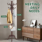 OIRUMIE Wooden Coat Rack, Vintage Coat Rack Frestanding for Entryway,Corner - Image 6