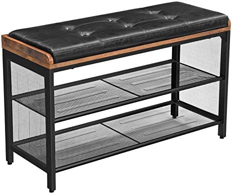 VASAGLE Shoe Bench, Padded Storage Bench with Mesh Shelf by VASAGLEbySONGMICSHOME