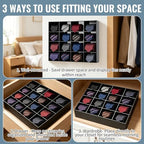 2 Pack Tie Box Organizer Wall Mounted Black Acrylic with 16 Compartments, Tie Organizer for Drawer, Tie Holder for Men Belt Scarf Necktie Storage for Closet and Home - Image 4