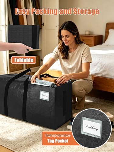 SWEET DOLPHIN 8 Pack 200LB Heavy-Duty Moving Bags with Wrap-Around Handles, Extra Large Storage Totes for Space Saving, Clothes Storage Bags, College Dorm Essentials, Multicolor, 24 Gal - Image 3