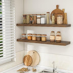 RICHFOCUS Long Floating Shelves for Wall 2Pack|Rustic Brown|48" Lx8 D - Image 3