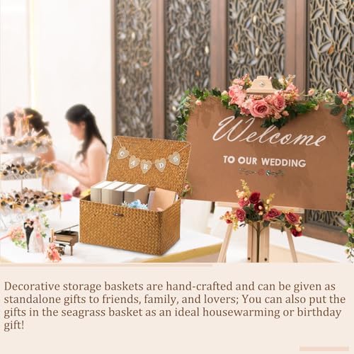 Geelin Seagrass Wedding Card Basket with Card Banner,14 Inch,Natural Color - Image 4