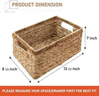 2-Pack Handwoven Water Hyacinth Storage Baskets with Handles, Wicker Bins for Pantry Organization, Shelf or Closet Organizer, Decorative Boho Rectangular Basket 13.5" x 8" - Image 2