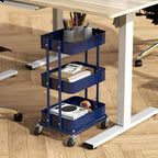 Simple Houseware 3-Tier Utility Cart, Low 24" Height Fits Under Desk, Navy - Image 2