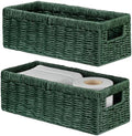 Vagusicc Wicker Storage Basket, Paper Rope Wicker Baskets with Handles, Toilet Paper Basket for Toilet Tank Top, Small Wicker Baskets for Organizing Shelves, 2-Pack, Green by Vagusicc