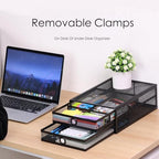 Under Desk Drawer, Clamp on Desk Organizer Slide Out Table Storage No Drill - Image 2