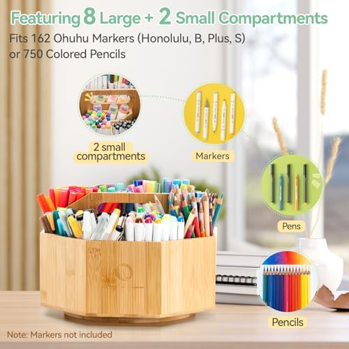 Ohuhu 360° Rotating Marker Organizer Holds 162 Honolulu & B Oahu Markers - Image 4