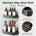 Veken Aluminum Corner Shower Caddy 4-Pack, Never Rust&Large Capacity, Black - Image 2
