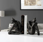 Ambipolar Yoga-Style Black Decorative Bookends, Resin Book Stand to Hold Books Heavy Duty, Book Stoppers for Home Decor, Office Desk, Living Room Decor. Black. Book Ends for Shelf - Image 4