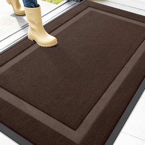 OLANLY Front Door Mat Outside 47x32, All-Season Heavy-Duty Rubber Doormat by OLANLY