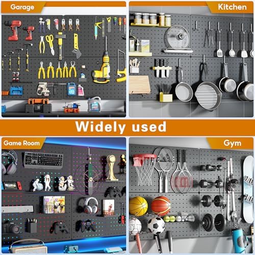 Peg Board, 84pcs Metal Pegboard Kit, Includes 4 Pack 24''X12'' Large Black Peg Board with Accessories and Hook Locks, Heavy Duty Peg Boards for Walls Home, Garage Tool Storage, Workbench - Image 7