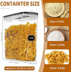 HKJ Chef Cereal Containers Storage Set (4L / 135.2oz), 6PCS Airtight Food Storage Containers with Lids, Cereal Dispensers for kitchen Pantry Organizers and Storage with Pour Spout, 20 Labels, Marker - Image 2