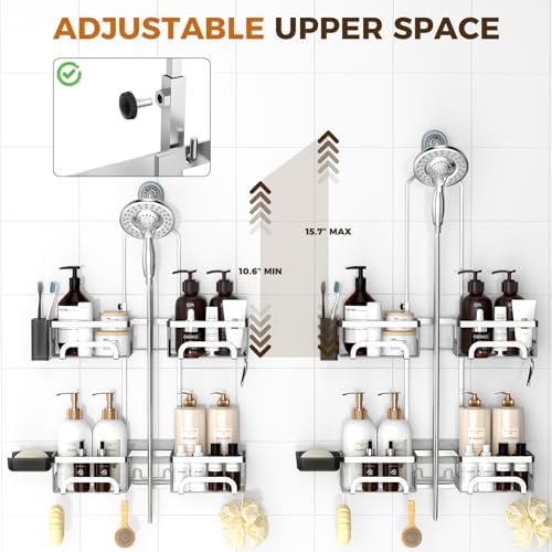 REINHARDT Split Shower Caddy Hanging for Handheld Showerheads, Silver - Image 2