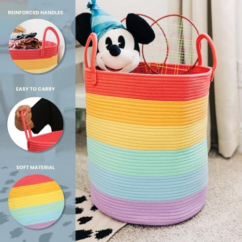 OrganiHaus Rainbow Laundry Basket & Hamper, Nursery Playroom 52L - Image 3