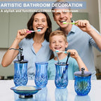 Blue Bathroom Accessories, Round Thick Glass & Metal Pump - Image 2