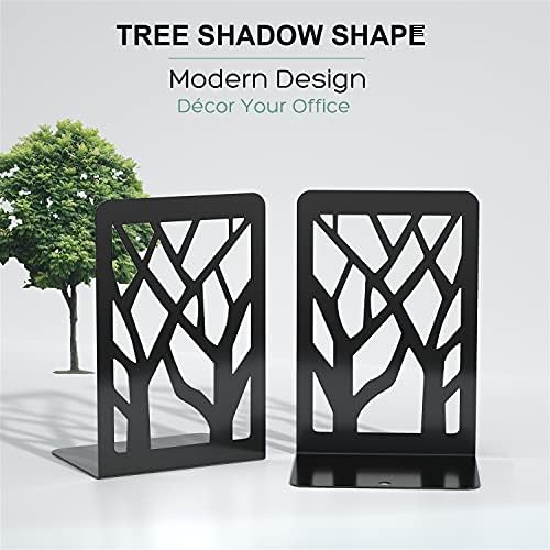 MaxGear Book Ends Tree Design Modern Bookends for Shelves, Non-Skid Bookend, Heavy Duty Metal Book Stopper for Books/CDs, Decorative Book Shelf Home, 7 x 4.7 x 3.5”, Black (6 Pair/12 Pieces, Large) - Image 6
