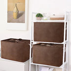 TheWarmHome Organization and Storage for Organizing - Extra Jumbo 3 Pack 20.5x15.7x13.8 inch Fabric Storage Bin for Shelves, Storage cubes for Decorative Shoes Towel Blanket Closet (Brown) - Image 3