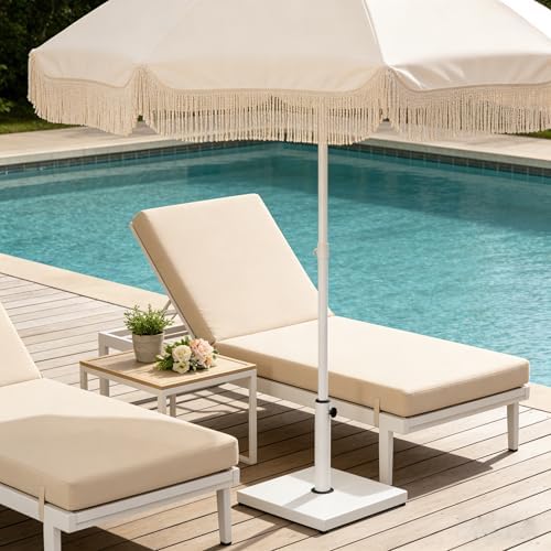 Outdoor Umbrella Base, 43lbs Heavy Duty White Umbrella Stand - Image 2