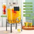 FillTouch 3 Gallon Drink Dispenser with Stand Glass Beverage Dispenser Drink Dispensers with Lid 18/8 Stainless Steel Spigot for Picnics, BBQ, Parties and Daily (Chalkboard Style,Metal Stand) - Image 3