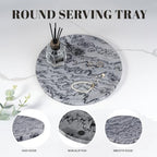 Karibiber Natural Marble Tray, 11.8in Serving Tray for Fruit, Round Decorative Vanity Dish for Jewelry&Key, Quality Storage Plate for Kitchen Coffee Table and Bathroom Desktop, Monte Grigio - Image 2