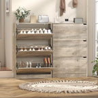 Wodeer Narrow Shoe Cabinet for Entryway, Slim Shoe Storage Cabinet with 3 Flip Drawers, Hidden Wood Shoe Cabinet Storage, Freestanding Shoe Rack Organizer Foyer, Hallway, Grey - Image 3
