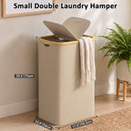 efluky Double Laundry Hamper with Lid and 2 Removable Bags, Oat - Image 5