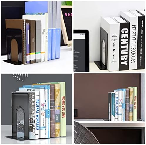 30 Pcs Metal Book Ends for Shelves, Heavy Duty Bookends for Office Home Kitchen Decorative, Nonskid Book Ends to Hold Heavy Books Black 6.5 x 5 x 5.7 in, 15 Pairs - Image 6