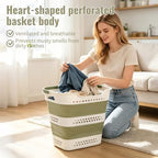 2 Pcs Collapsible Laundry Baskets for Clothes, 43L Plastic Laundry Hamper for Dorm Bedroom, Space Saving Pop-Up Laundry Hamper Container, Durable Foldable Laundry Basket with Handles (Matcha-Green) - Image 6