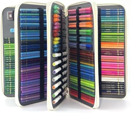 YOUNGCOL 300-Capacity Colored Pencil Case Pen Organizer (White Floral) - Image 2
