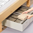 CYhom 3Pcs Under Bed Storage Bins with Metal Frame - Shoe Organizer for Closet with Clear Cover Oxford Fabric Sturdy Underbed Container Foldable Stackable Clothes Organizer (Beige, 23.5x19.7x6.3) - Image 3