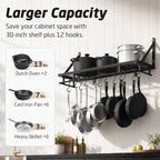 KES 30-Inch Kitchen Pan Pot Rack Wall Mounted, Hanging Storage Organizer - Image 2