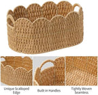 Coeusy Paper Rope Scalloped Basket Set of 2, Wicker Storage Baskets for Shelves,Gifts,Books,Toys,Cute Decor Rattan Baskets for Organizing,Natural Color - Image 7