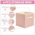 Amyhill 6 Pack Mixed Colors Striped Basics Collapsible Fabric Storage Bins - Image 3
