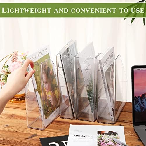 Marsui 6 Pcs Clear Acrylic Magazine Holder with Handle Desk Organizer - Image 4