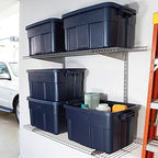 Rubbermaid Roughneck Tote 14 Gal, 6 Pack, Made in USA, Dark Indigo Metallic, Rugged Plastic Stackable Storage Bins with Lids and Handles - Image 2