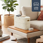 Coeusy Toilet Paper Storage Basket with Lid, Wicker Basket for Bathroom - Image 6