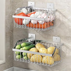 SUS304 Stainless Steel Wire Basket, Hanging Wall Organizer Cabinet Storage Basket, Wall Mounted Shelves for Home Kitchen Bathroom, 2-Pack - Image 5