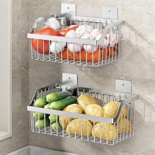 Wire Baskets, SUS304 Stainless Steel Storage Baskets, Durable Baskets for Storage Wall Mount, Hanging Wire Baskets Wall Mount Baskets for Kitchen, Bathroom, Closets - 4 Set - Image 5