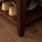XKZG Shoe Rack Bench Wooden Shoe Storage Bench Entryway Bench, Brown, 23.6" - Image 6