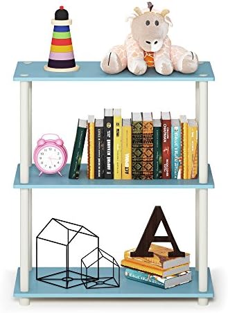 Furinno TURN-N-TUBE Storage Shelves, 3-Tier Book Shelf, Corner Shelf, Toolless Open Shelves, for Organization and Storage, Living Room, Garage, Home Office, Light Blue - Image 6