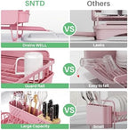 SNTD Large Dish Drying Rack for Kitchen Counter, Expandable, Pink - Image 6