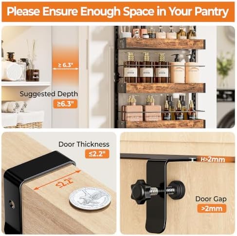 8 Tier Pantry Door Organizer Storage Spice Rack Adjustable Basket 73.35"H - Image 3