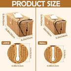 2PCS Cable Management Box, Handmade Rattan Cable Organizer Cord Basket - Image 2