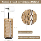 Trongee Freestanding Toilet Paper Holder with Storage,3 Rolls of Boho Toilet Paper Holder Stand with Lid,Gold Toilet Tissue Holder Stand Rattan Paper Storage Wicker Toilet Roll Holder Basket - Image 4