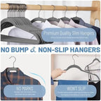 HOUSE DAY Grey Velvet Hangers 60 Pack, Non Slip Felt Hangers, Heavy Duty Velvet Clothes Hanger, Ultra Slim Hanger Space Saving, Perfect for Shirt, Suits, Pants - Image 3