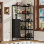 AFLUI 5-Tier Corner Bookshelf with LED Light Strips, 4 Fabric Drawers - Image 5