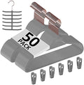 VECELO Premium Velvet Clothes Hangers Suit Heavy Duty (50 Pack)-Non Slip & Space-Saving with 6 Finger Clips & Tie Rack Excellent for Men and Women,Gray by VECELO