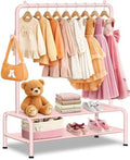 mirolam Kids Clothing Rack - Dress Up Storage - Dress Up Rack for Little Girls - Small Kids Costume Wardrobe with 2 Fabric Shelves - Princess Room Bedroom Decor by MirolamUS